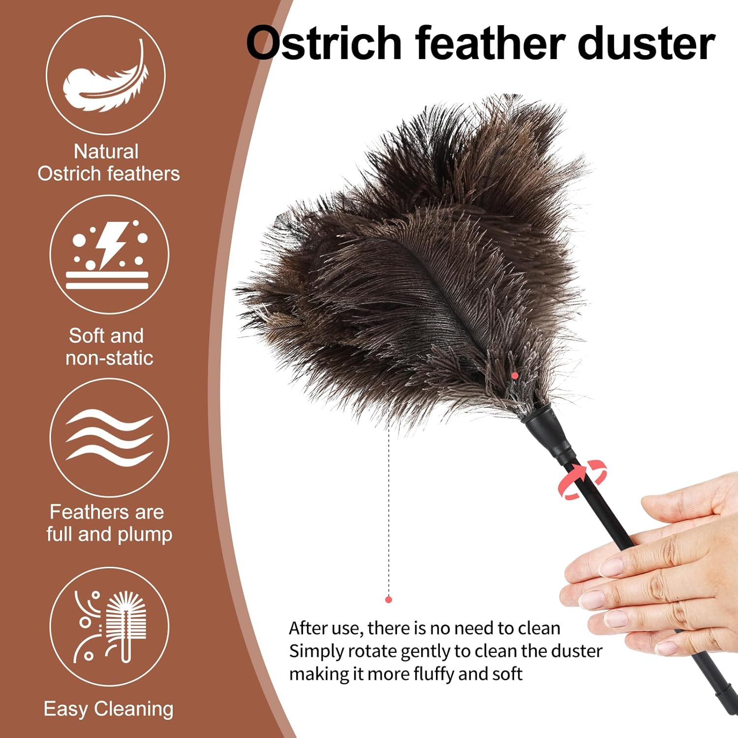 Ostrich Feather Duster-14.9 Inch Mini Natural Feathers Dusters with Plastic Handle Reusable
