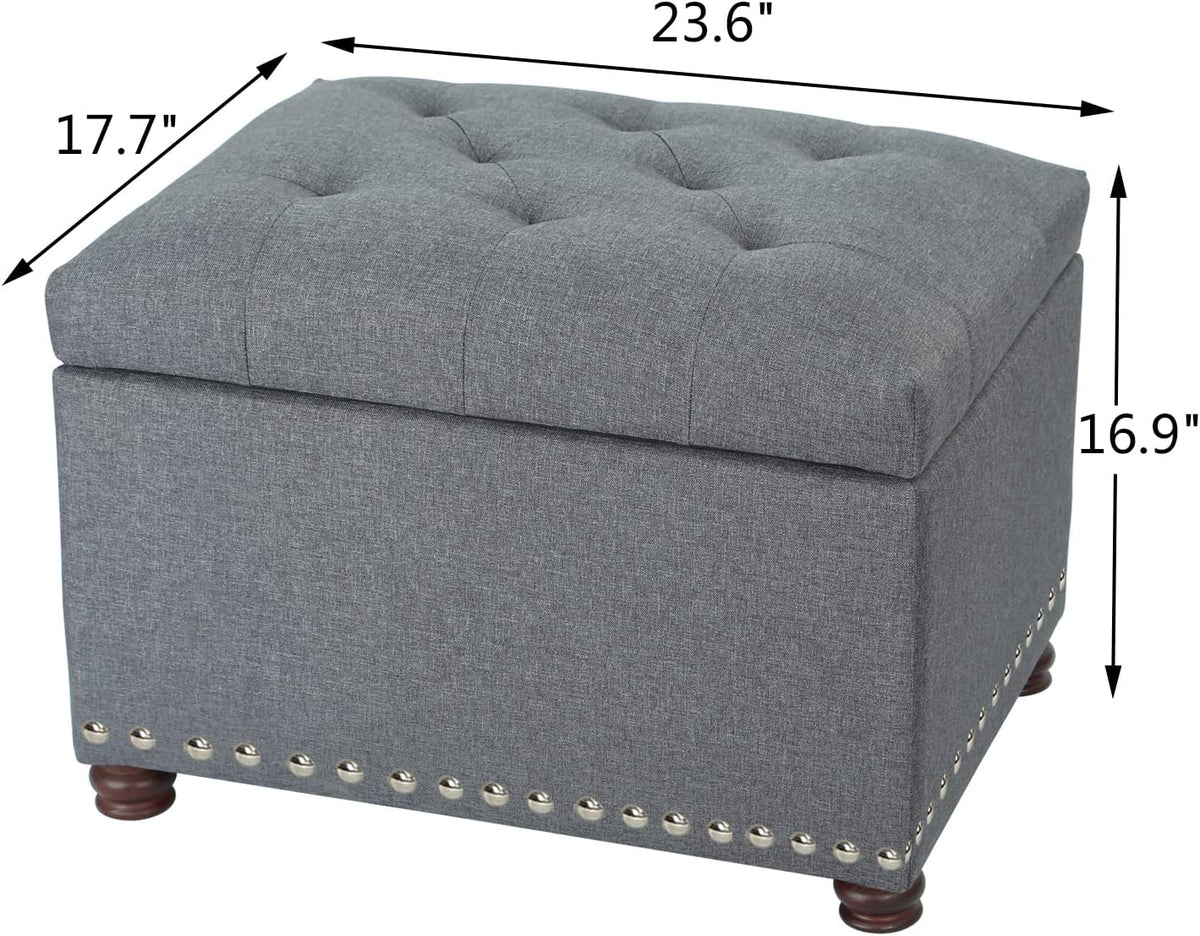 Joveco Storage Ottoman Bench Rectangular Fabric Organization Foot Rest, 24 Inch Modern Tufted