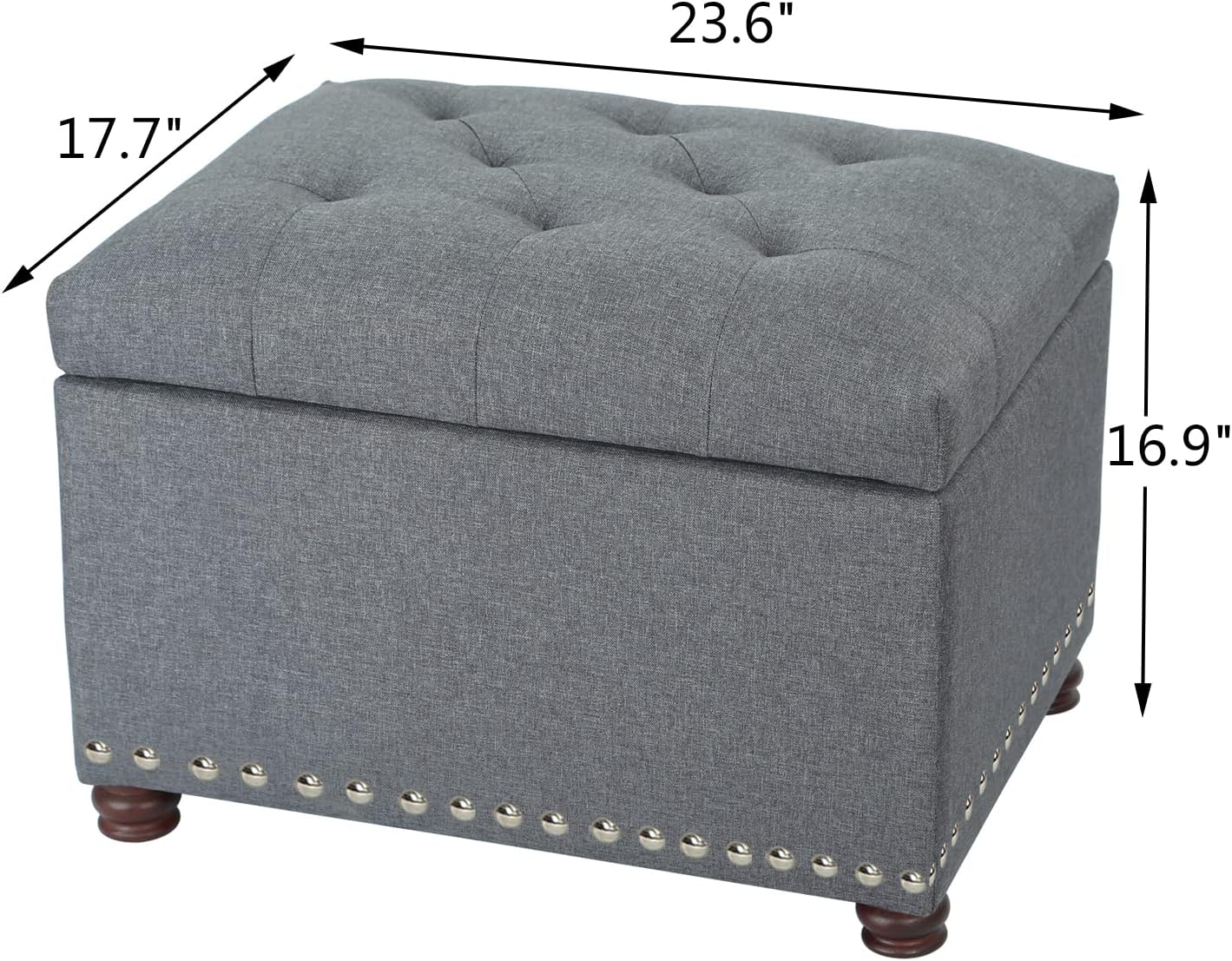 Joveco Storage Ottoman Bench Rectangular Fabric Organization Foot Rest, 24 Inch Modern Tufted