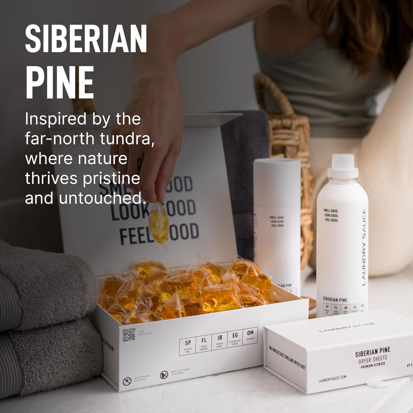 Laundry Sauce - Luxury Scented Laundry Detergent Pods & Scent Booster Bundle (Siberian Pine)
