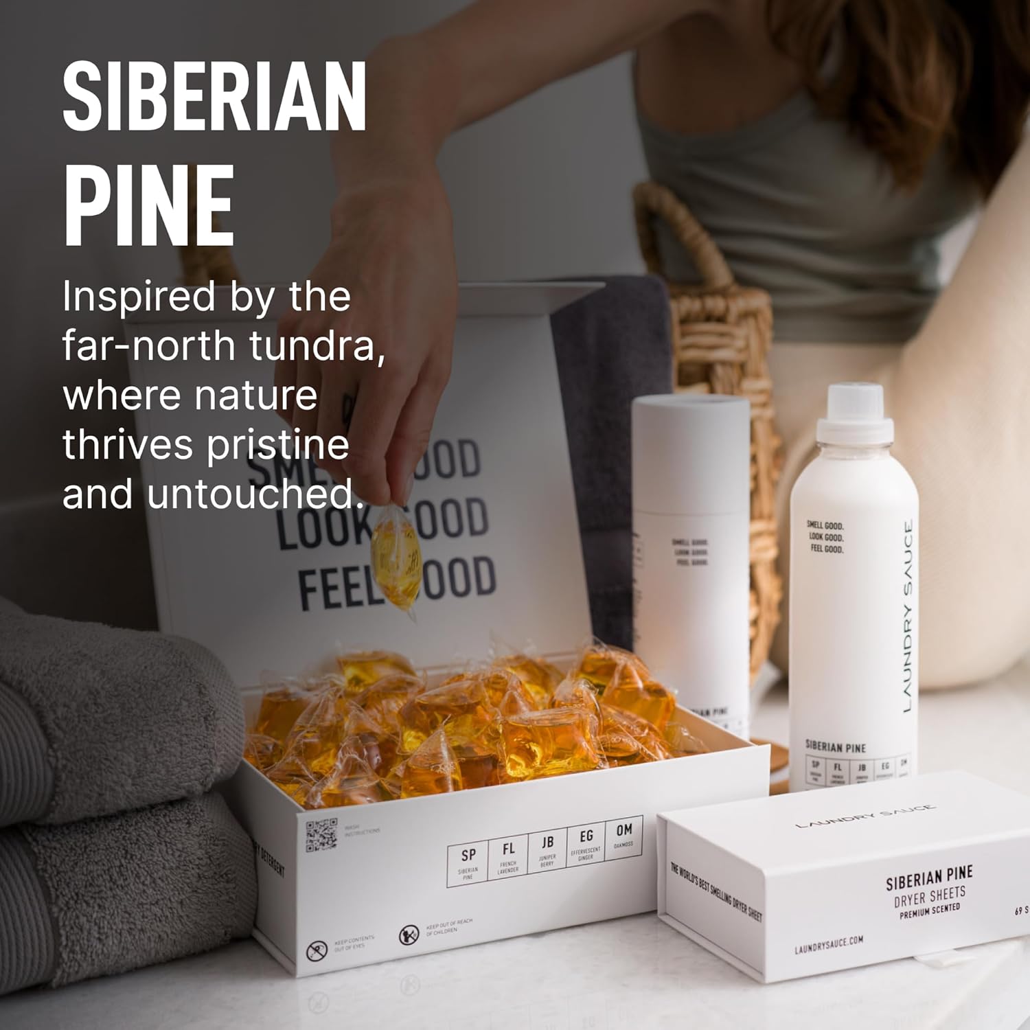 Laundry Sauce - Luxury Scented Laundry Detergent Pods & Scent Booster Bundle (Siberian Pine)