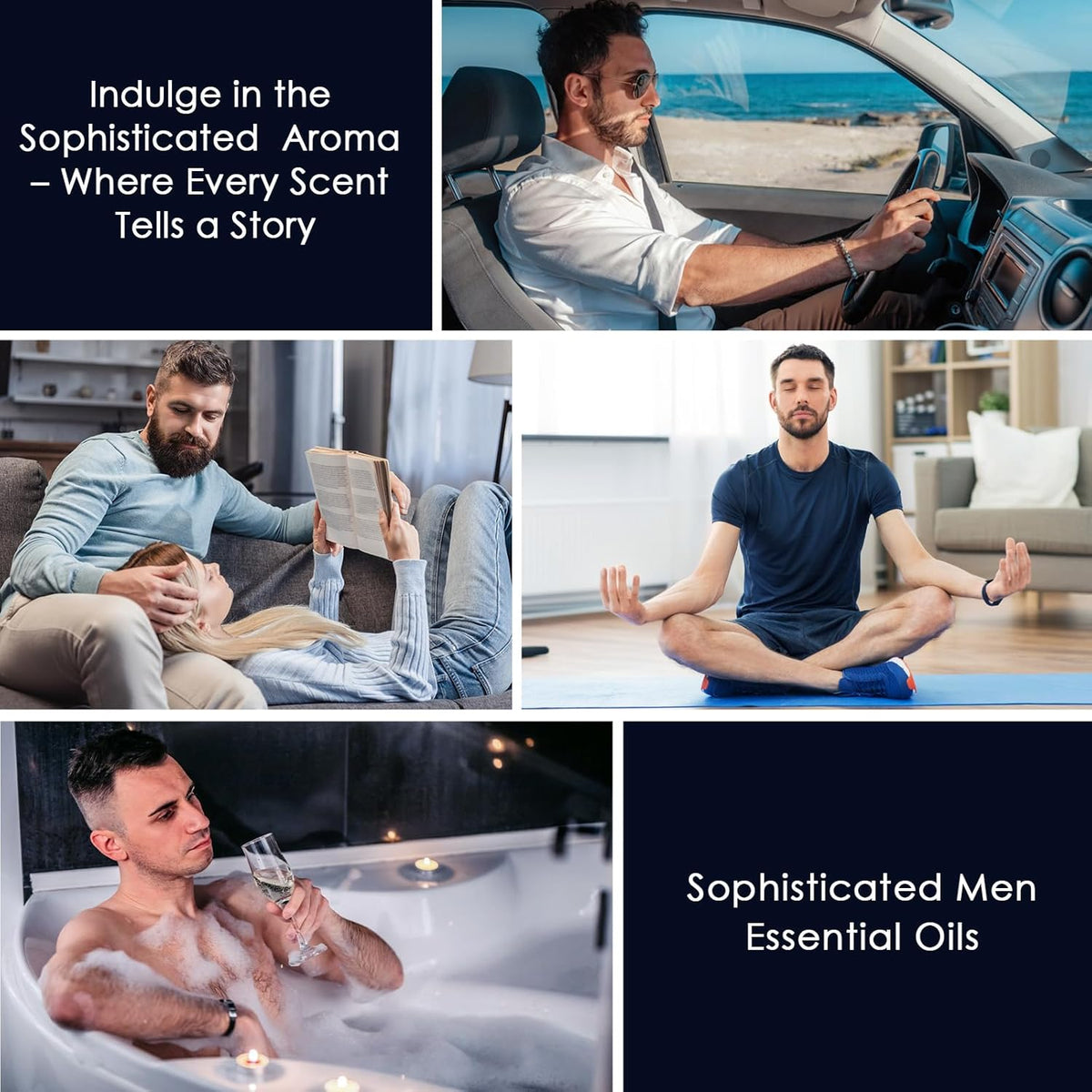 Men Essential Oils Set - TOP 6 Gentlemen's Fragrance Oil for Diffuser, Candle & Soap Making