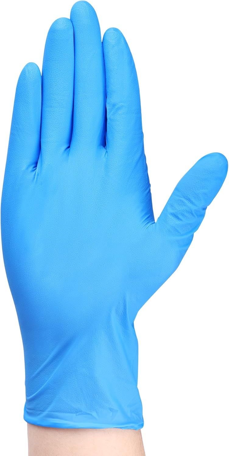 TitanFlex Heavy-Duty Blue Nitrile Gloves, 6-mil, Fully Textured, Mechanic Disposable Gloves