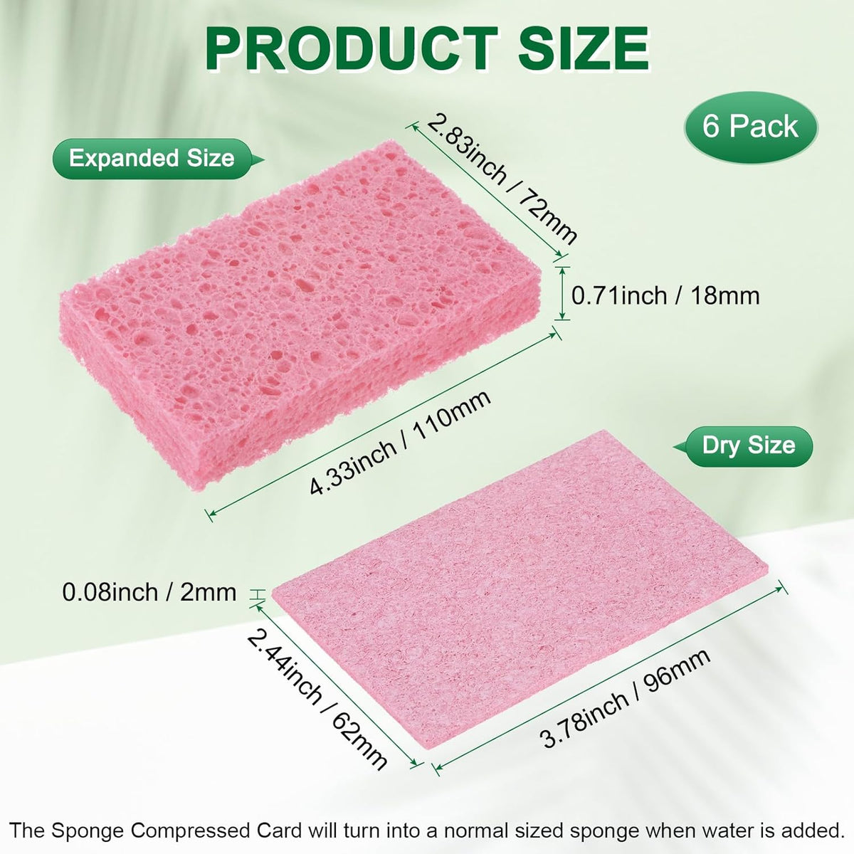6-Pack Kitchen Sponges, Condense Eco Cellulose Non-Scratch Scrub Heavy Sponge for