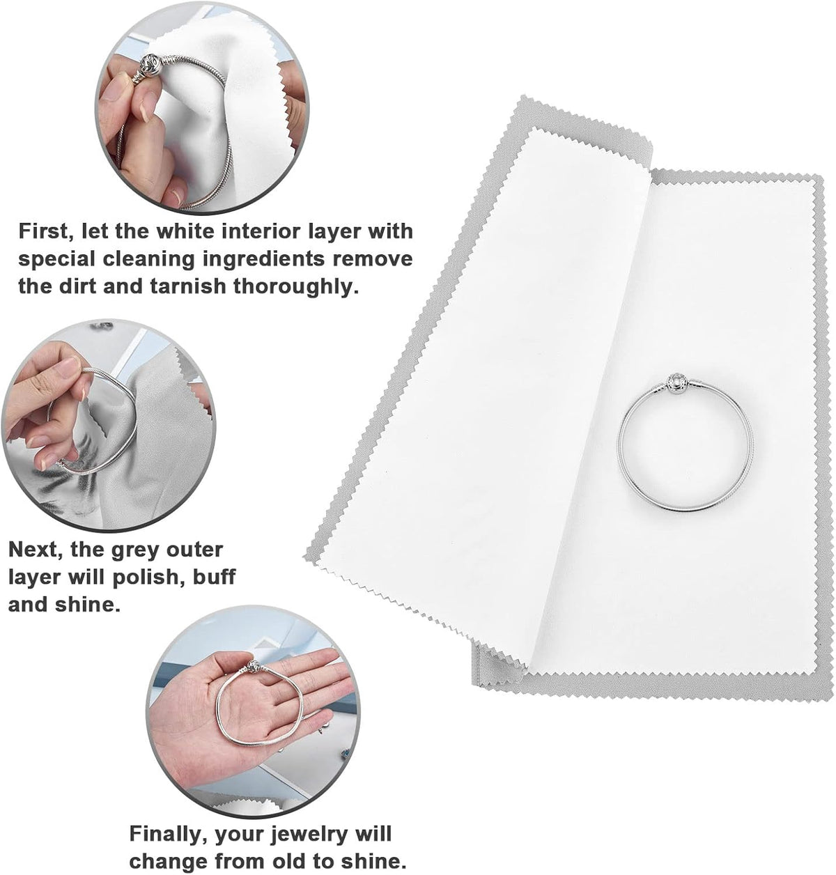 SEVENWELL Silver Polishing Cloth, Jewelry Cleaner Cloth for Sterling Silver Jewelry, Gold