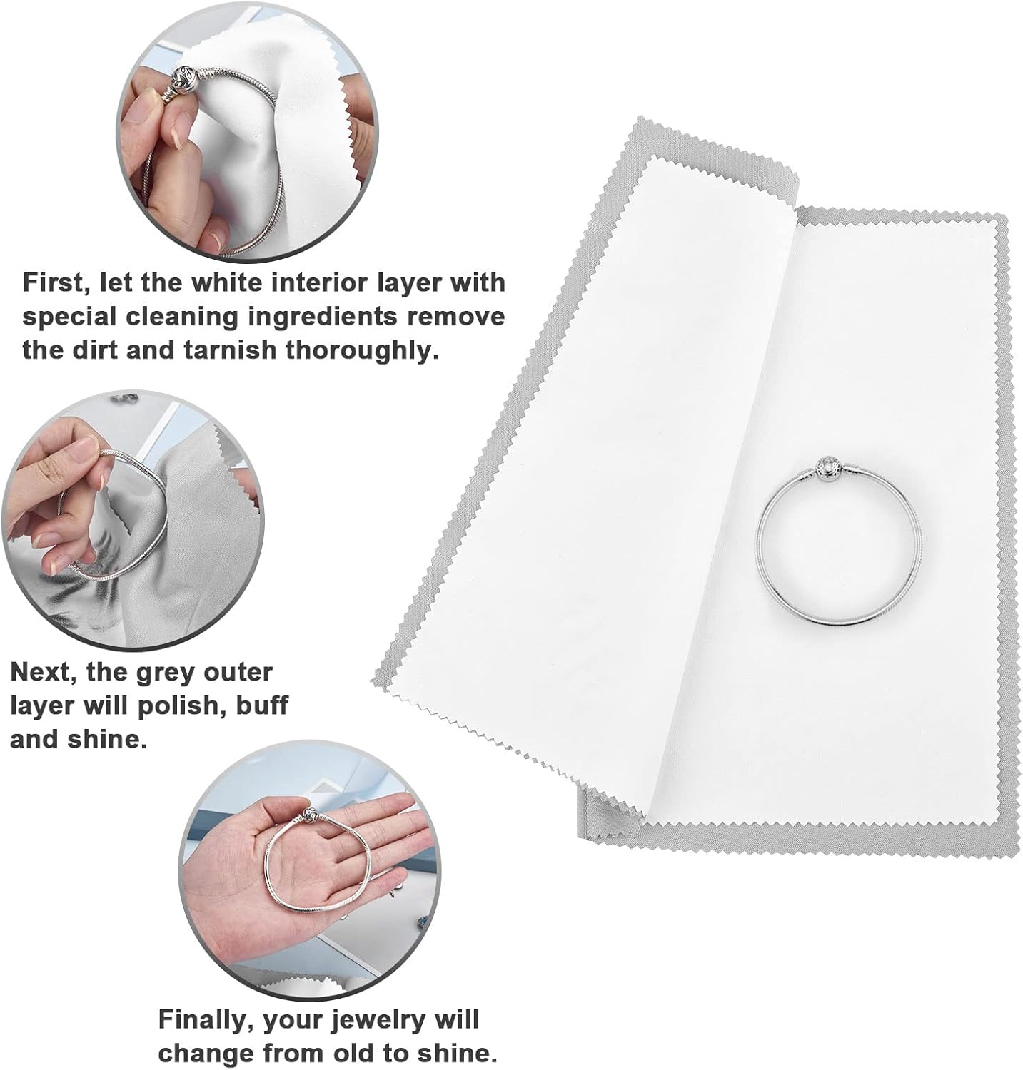 SEVENWELL Silver Polishing Cloth, Jewelry Cleaner Cloth for Sterling Silver Jewelry, Gold
