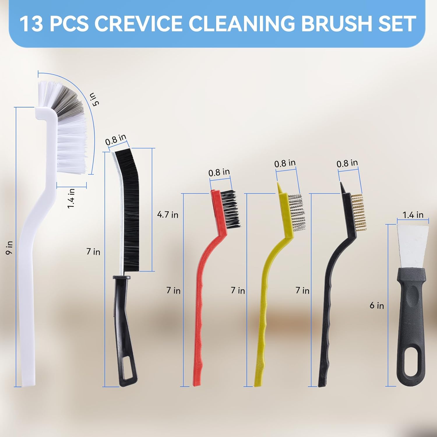 Crevice Cleaning Brush,13 Pcs Scrub Brushes for Cleaning Hard Bristle Cleaning Brushes for