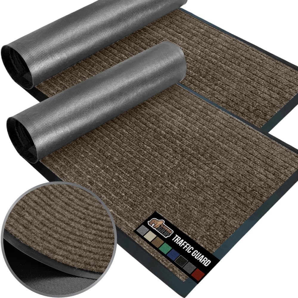 GORILLA GRIP Traffic Guard Door Mat, 2 Pack, Heavy Duty Waterproof Doormat, Commercial Office Space