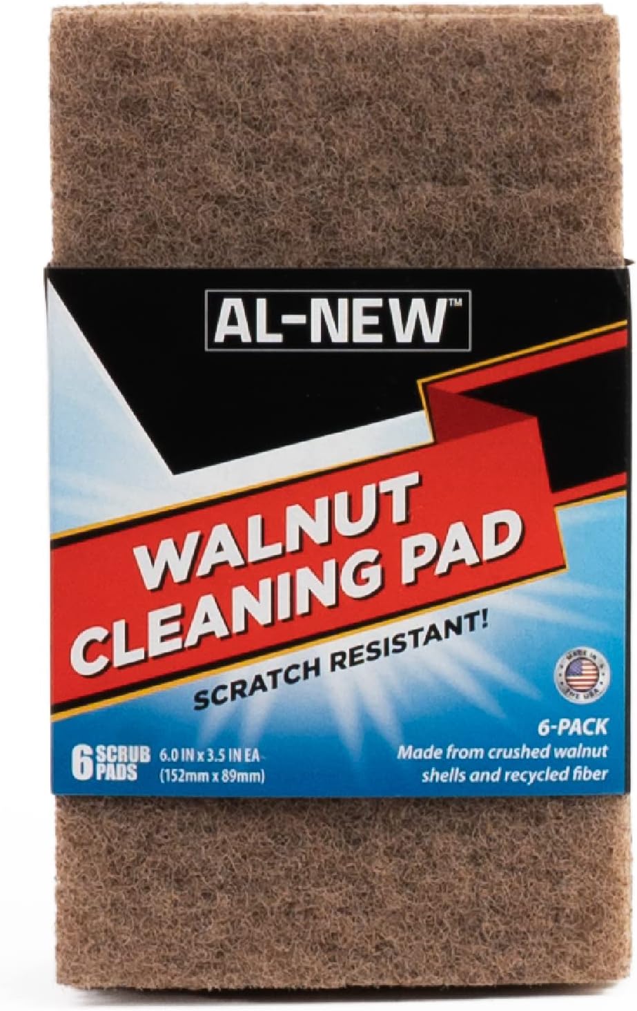 AL-NEW Walnut Cleaning Pads | Versatile, Scratch Resistant Household Cleaning & Scouring Pads for