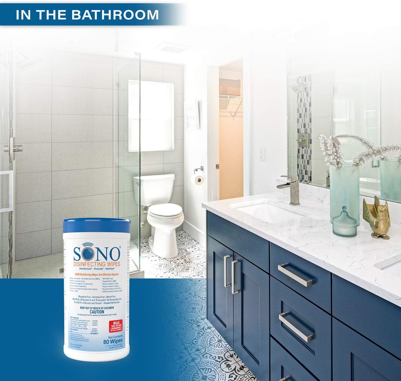 SONO Disinfecting Wipes - Alcohol-Free, No Bleach, Medical-Grade I Multi-Surface Cleaning for Home