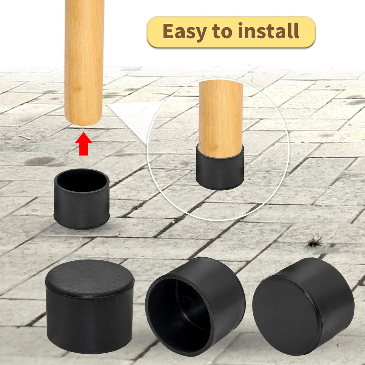 Flyshop 4 Pieces 45mm Rubber Chair Leg Caps Round, Protective Caps for Chair Legs, Floor
