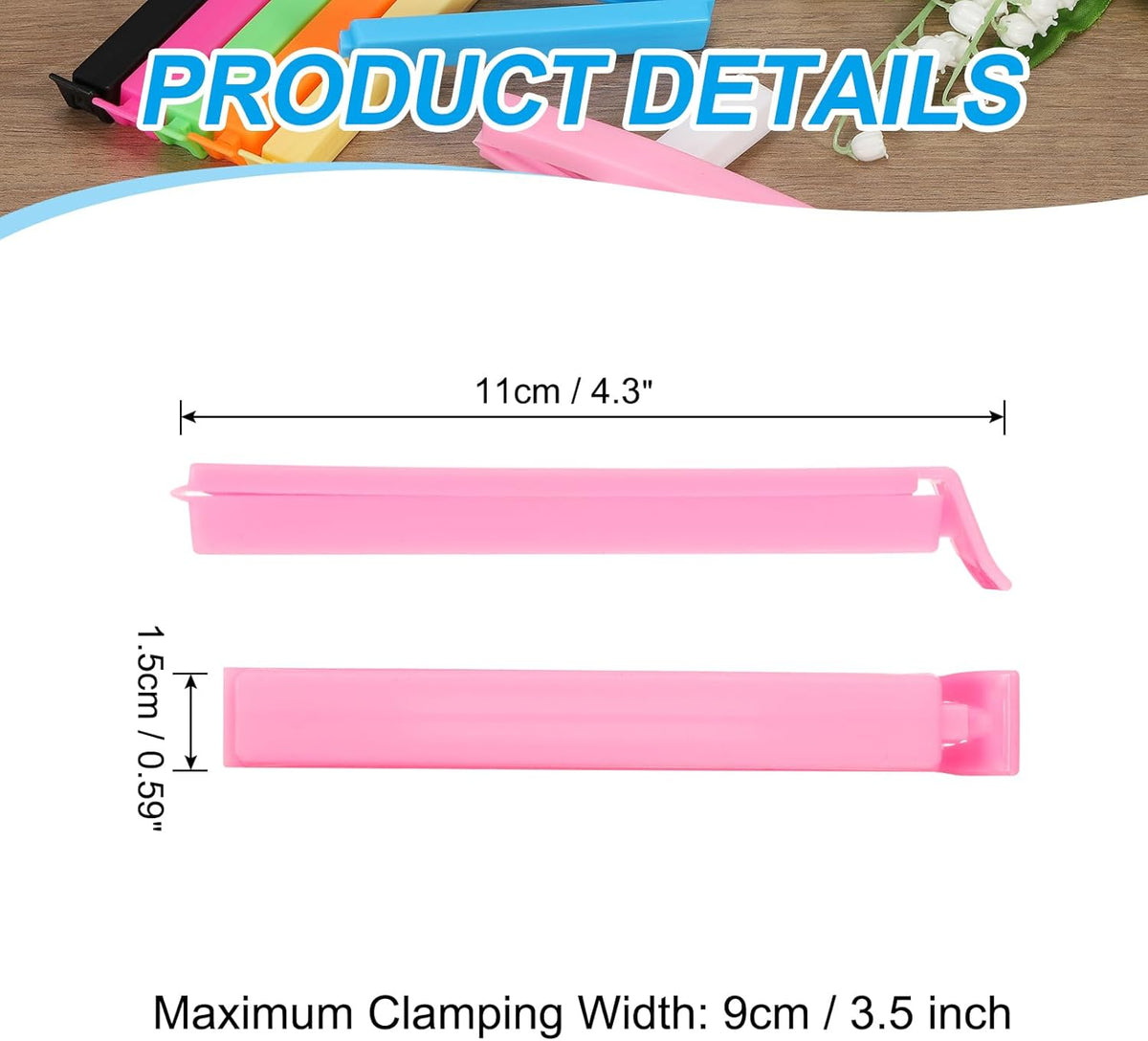 PATIKIL Sealing Clips 4.3 Inch, 10 Pack Reusable Plastic Bag Clip Clamp Sealer for Food Storage