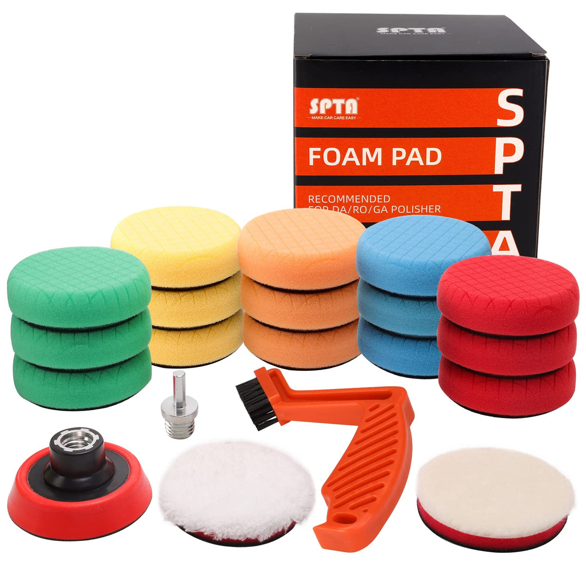 SPTA Drill Polishing Pads Kit, 20pcs 3inch (80mm) Car Foam Polishing Buffing Pads, Wool Pads