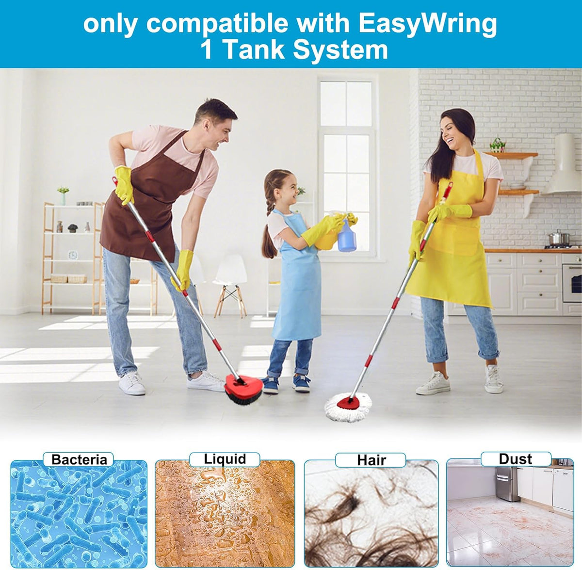 8-Pack Reusable Mop Head Replacement for O Cedar Easywring 1-Tank System, Microfiber Spin Mop