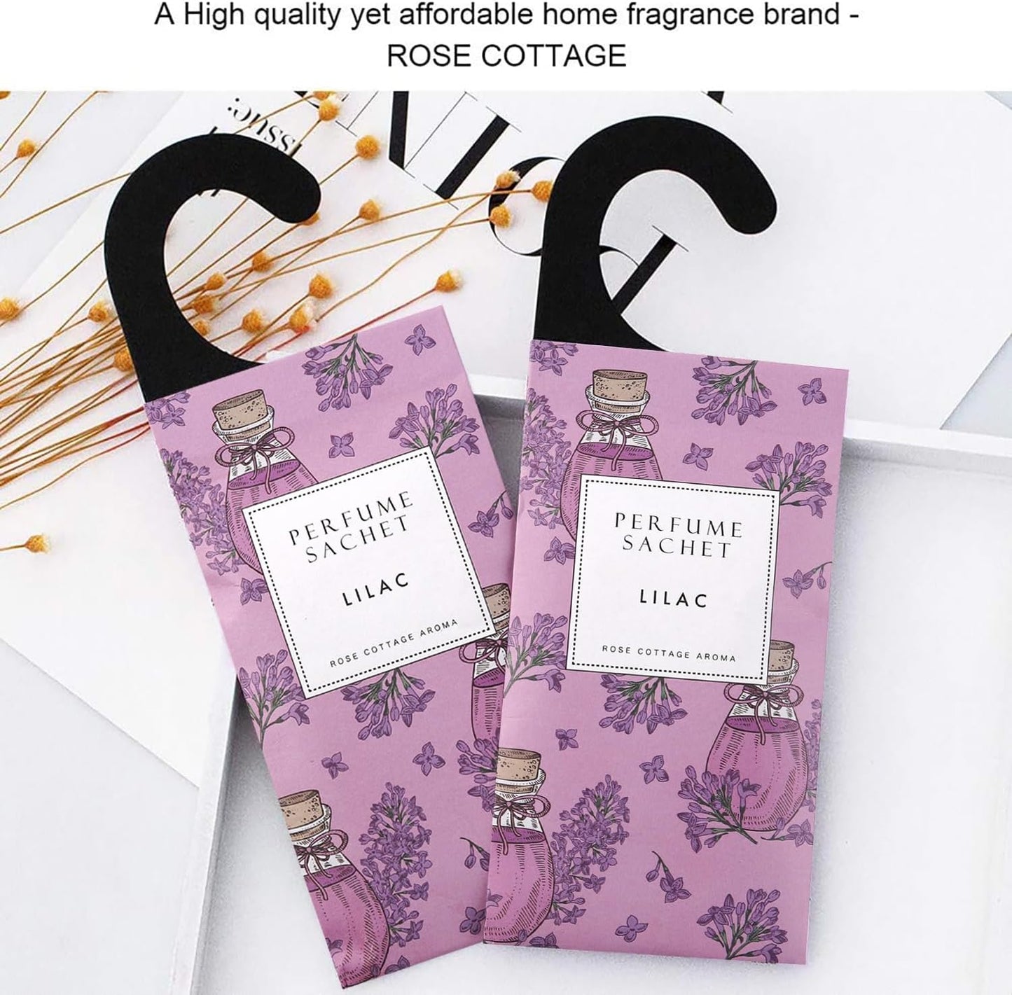 ROSE COTTAGE Large 12 Packs Lilac Hanging Closet Air Freshener Scented Sachets Long Lasting Smell