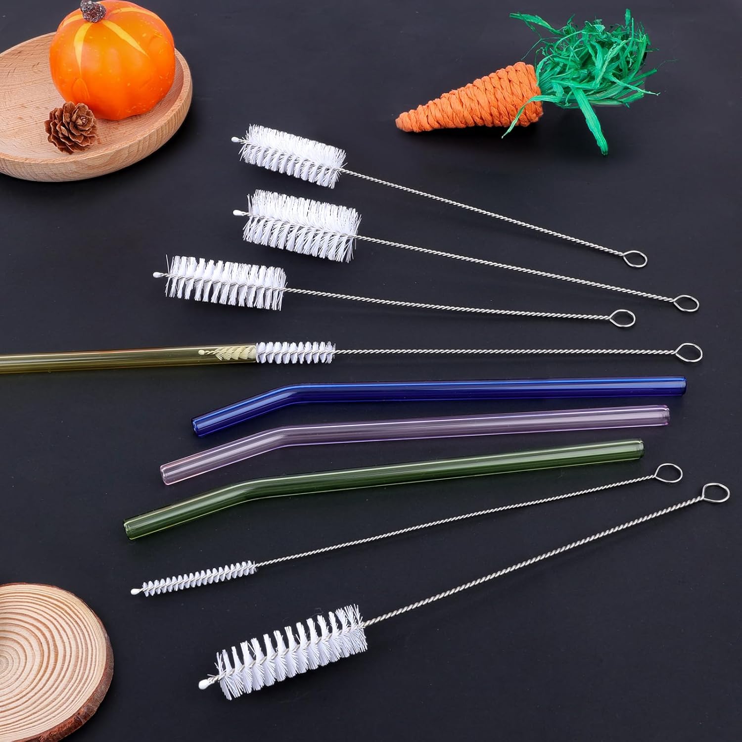 AZEN 15 Pack Straw Cleaner Brush Set, 12 inch Extra Long, 5 Different Diameters Reusable Cleaning