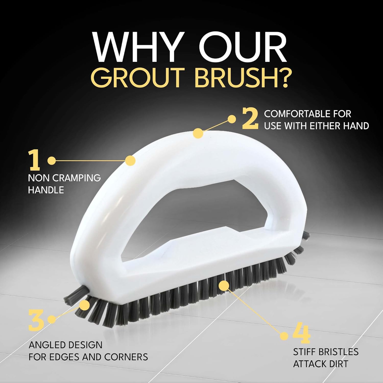 Grout Brush with Stiff Nylon Bristles, Heavy Duty Hand Grout Scrub Brush for Cleaning Baseboards