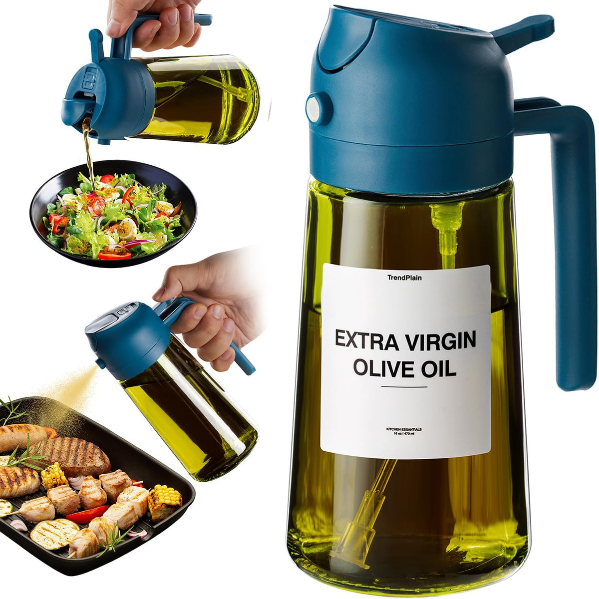 TrendPlain - Original 16oz/470ml Olive Oil Dispenser Bottle for Kitchen Gadgets and Air Fryer