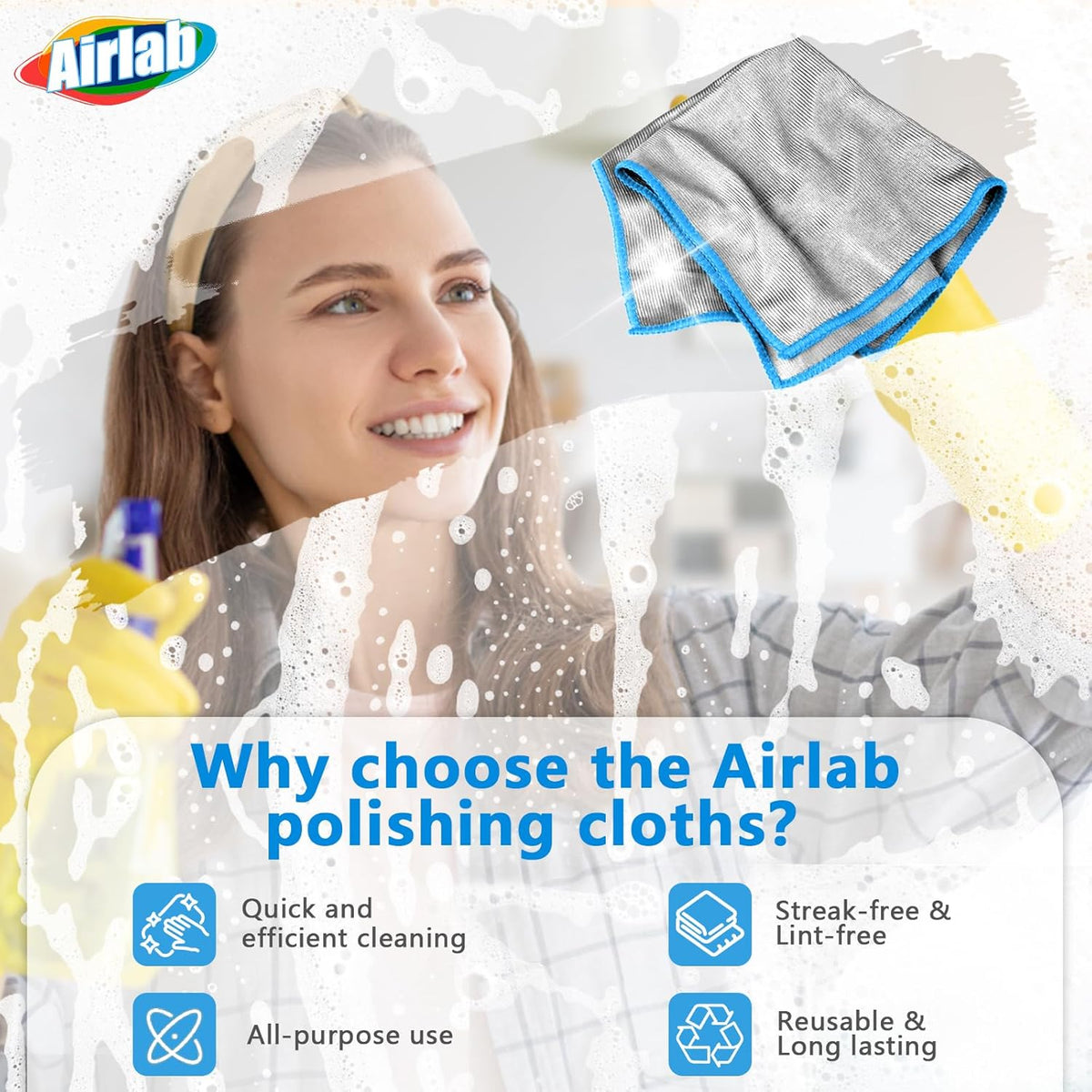 Glass Polishing Cloth Streak Free Miracle Microfiber Cleaning Cloth Lint Free Cleaning Rags for