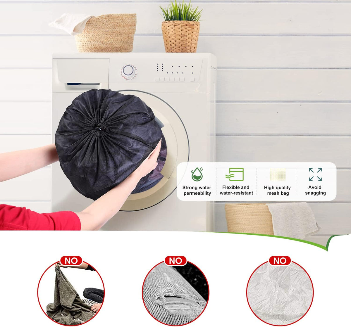 OTraki 20x24 inch Mesh Laundry Bags 2 Pack Fine Mesh Heavy Duty Drawstring Bag Washable Medium Toy