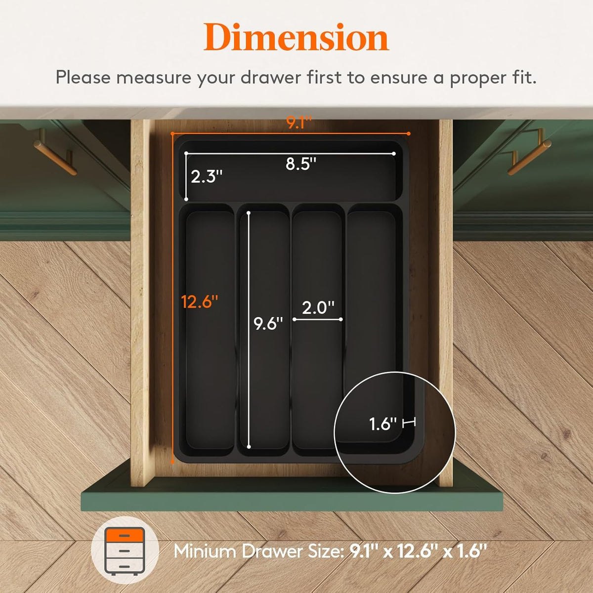 Lifewit Silverware Drawer Organizer Tray, Plastic Cutlery Storage for Kitchen Drawer, Flatware and