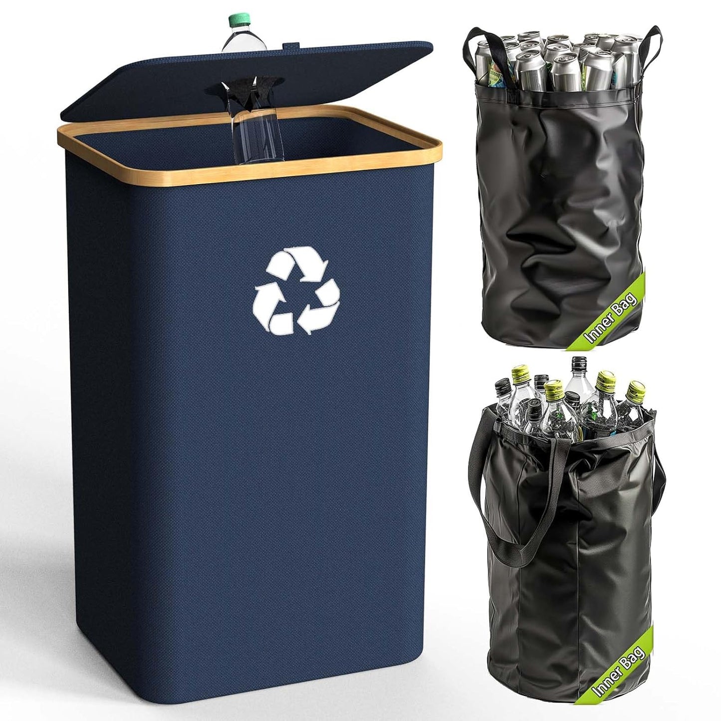 Recycling Bin for Kitchen Indoor Home, Large 100L/ 26 Gallon Recycle Bin with Lid Removeable