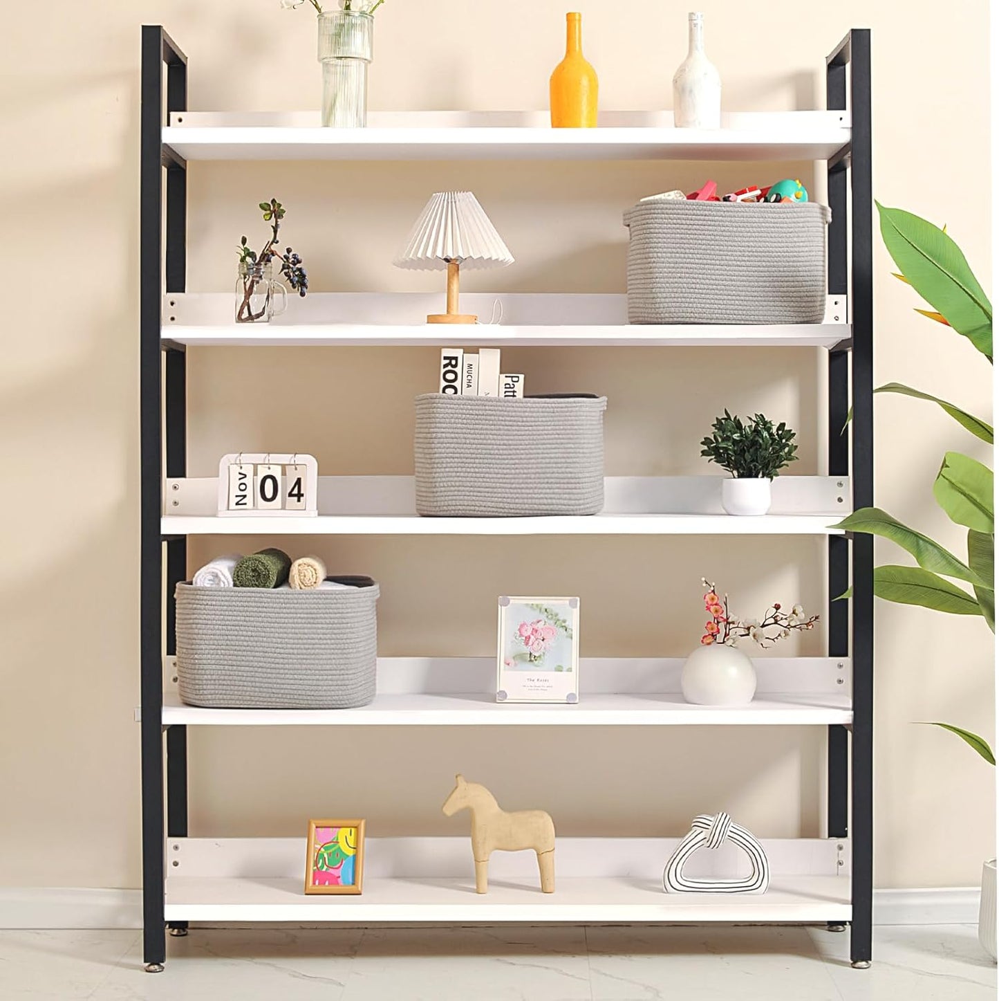 Storage Baskets for Organizing Shelves, Woven Cotton Rope Bins for Baby Nursery Organization, Book