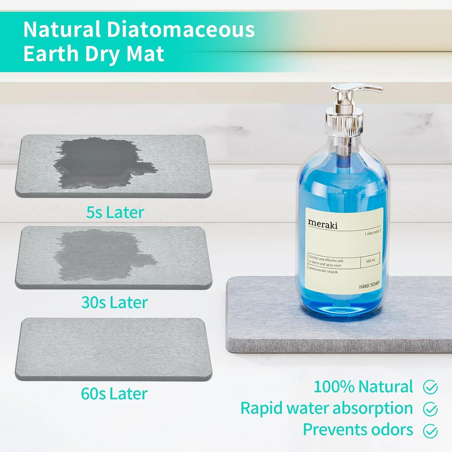 HapiRm Sink Caddy Sponge Holder - Kitchen Sink Organizer with Instant Drying Stone and Brush