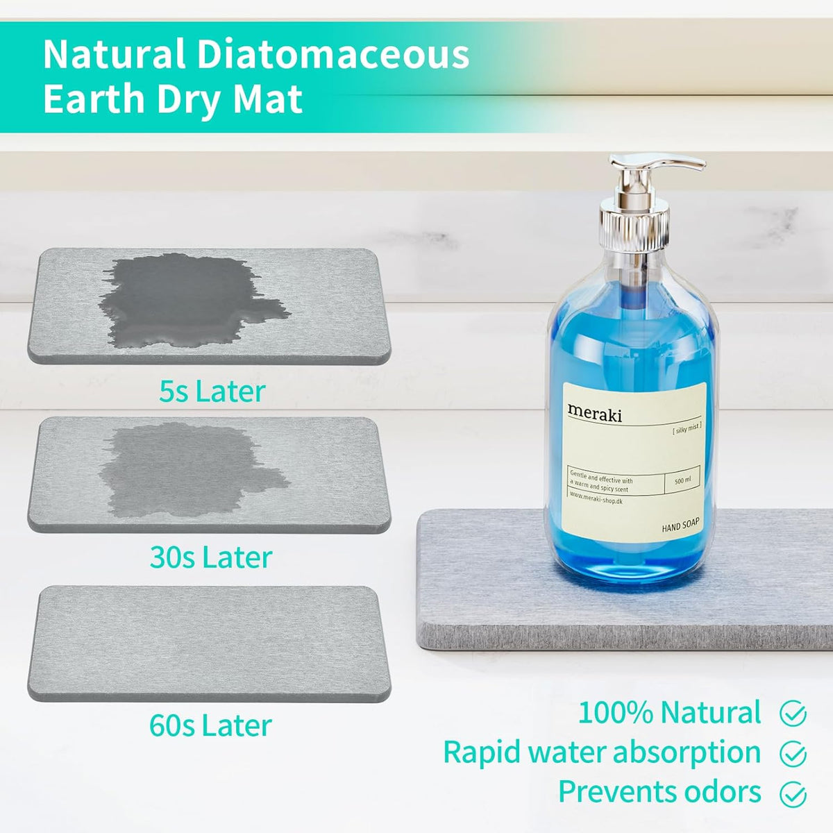 HapiRm Sink Caddy Sponge Holder - Kitchen Sink Organizer with Instant Drying Stone and Brush