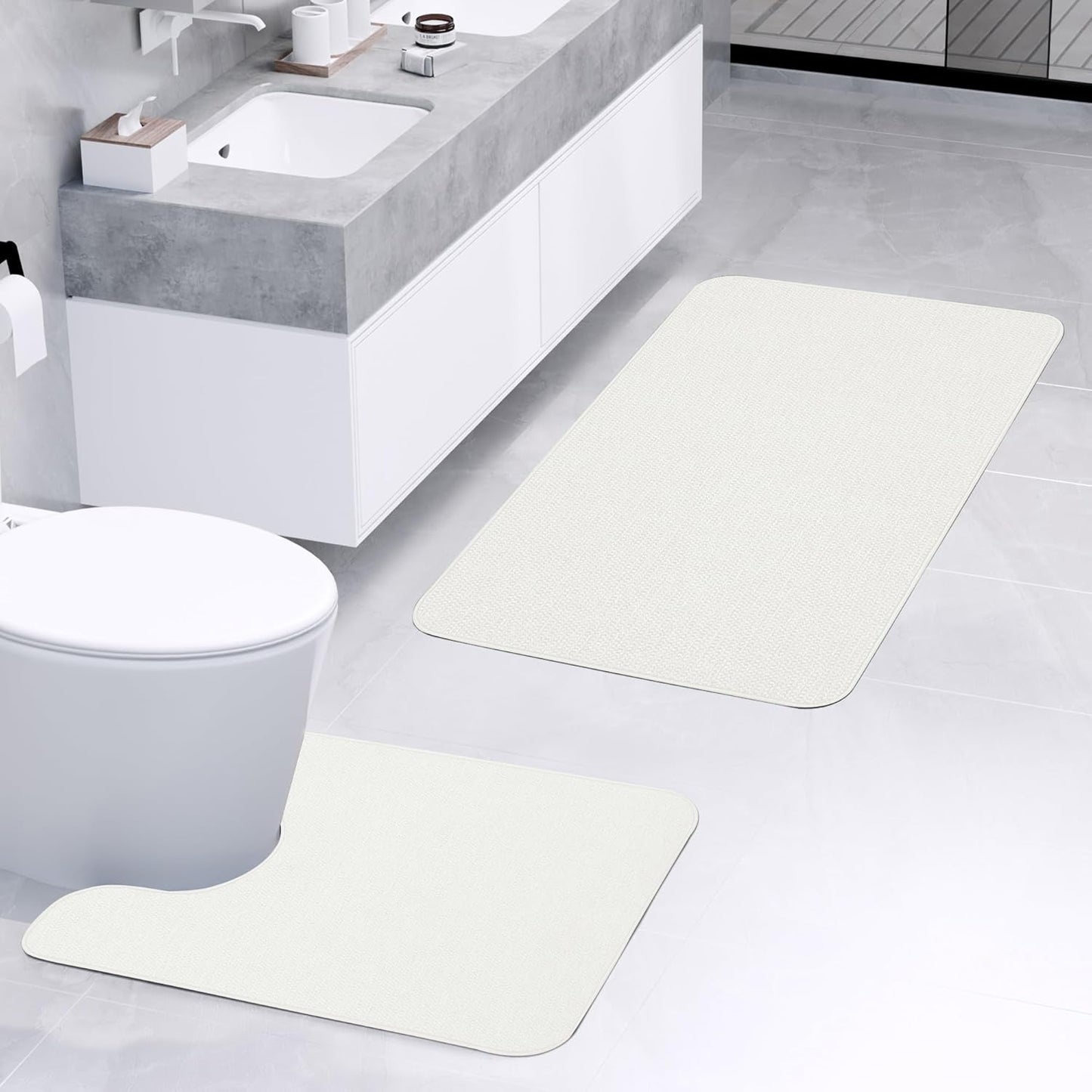 Bathroom Rugs Set 2 Pieces,Thin Bathroom Mats,Toilet Rugs,Quick Dry,Non-Slip,Machine Washable,Low