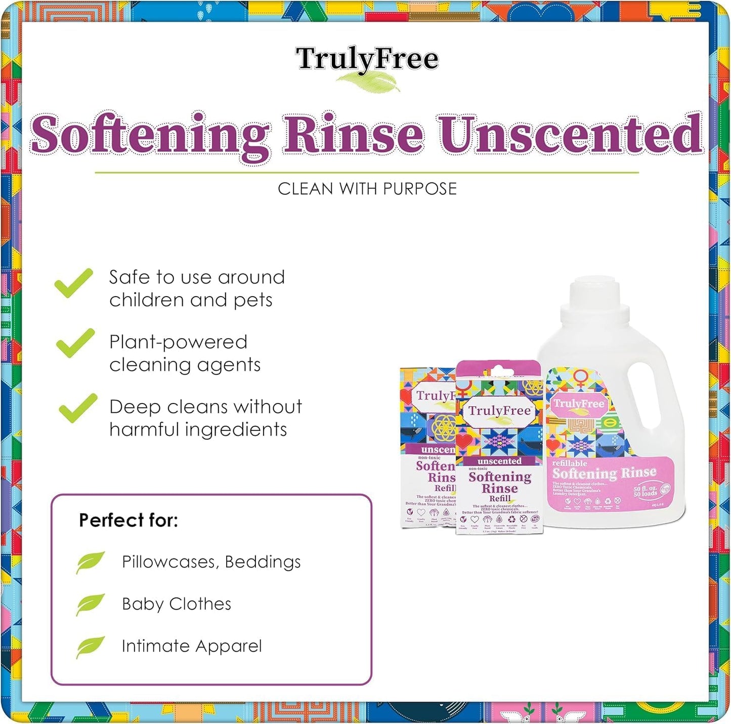 Truly Free Fabric Softening Conditioner for Clothes| Safe for Babies & Kids with Sensitive Skin |