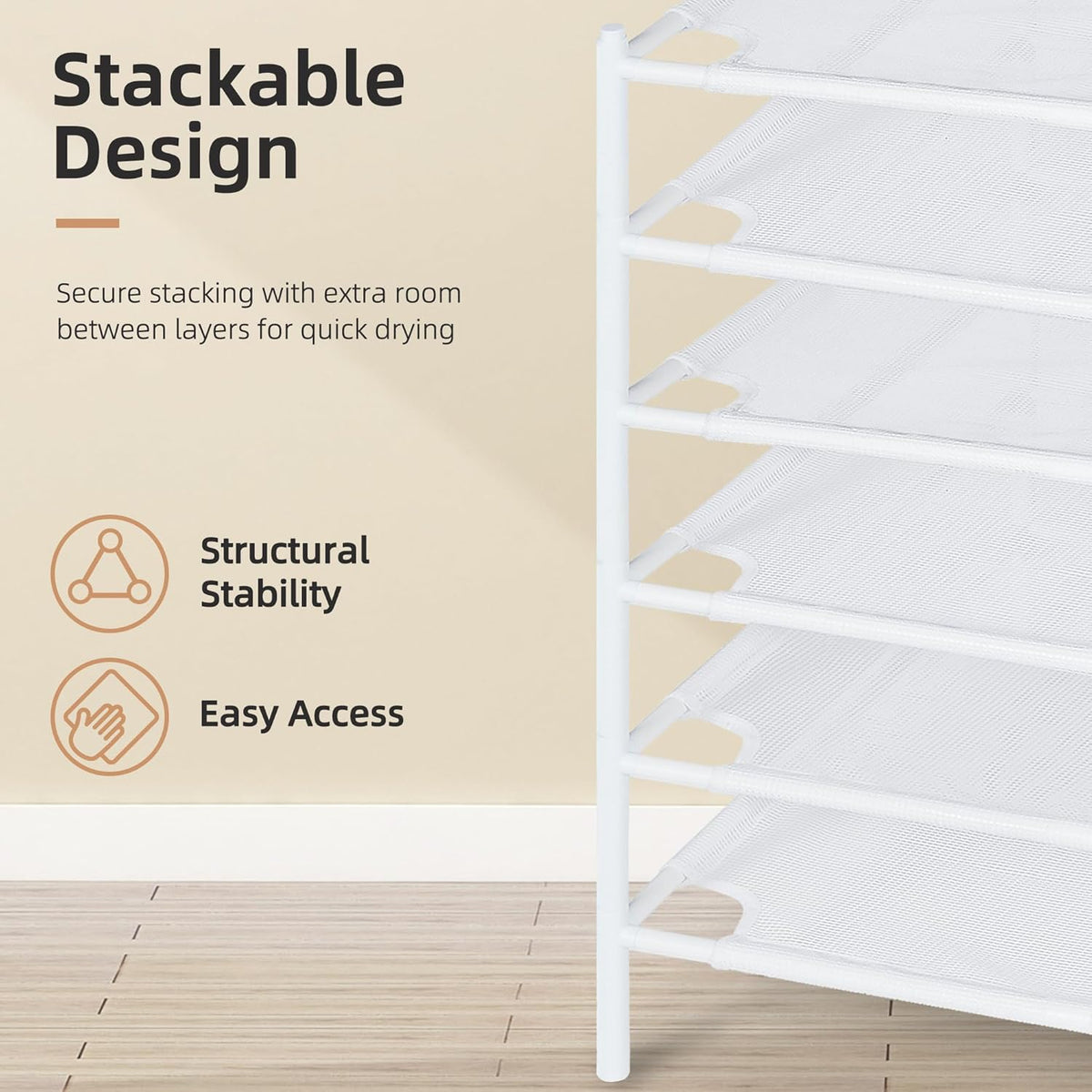 STORAGE MANIAC Sweater Drying Rack, Mesh Clothes Drying Rack, Stackable Laundry Drying Rack, Lay