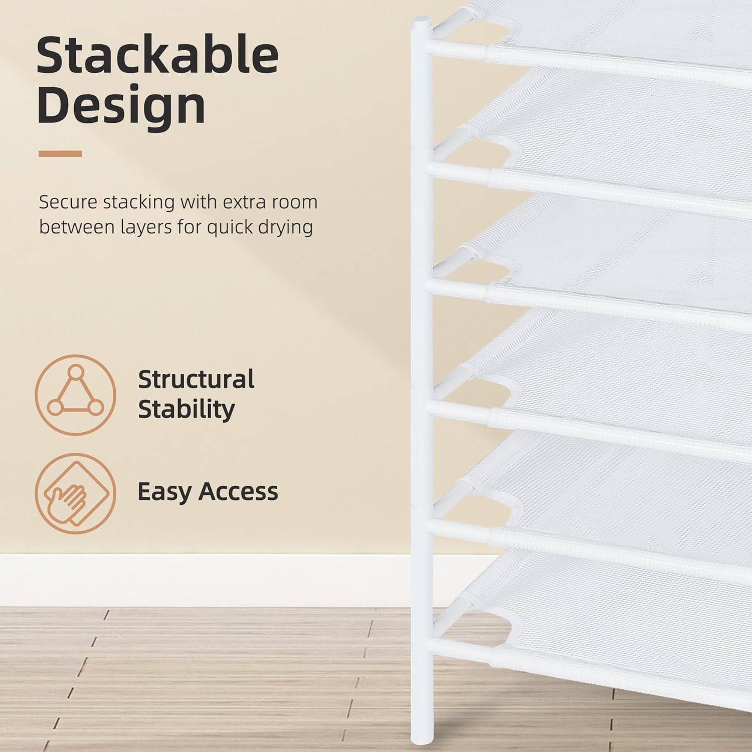 STORAGE MANIAC Sweater Drying Rack, Mesh Clothes Drying Rack, Stackable Laundry Drying Rack, Lay