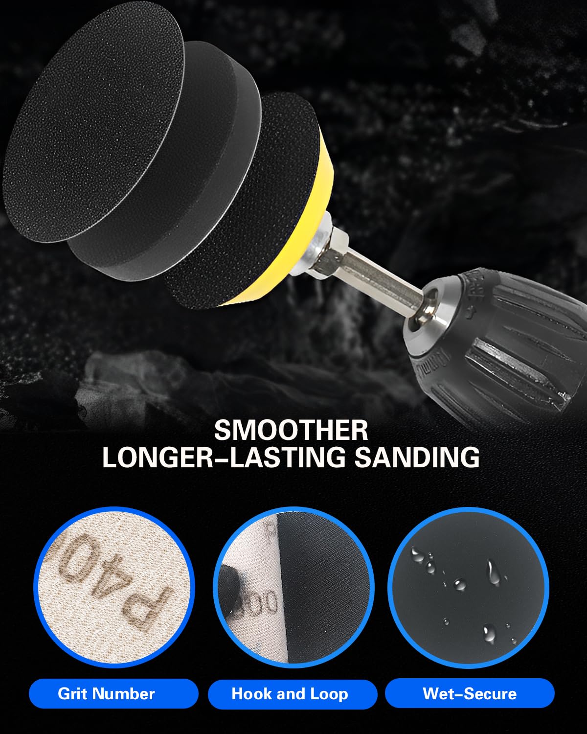 2 Inch Sanding Discs Drill Polishing Kit, 193PCS Car Headlight Restoration Kit, Hook & Loop Wet Dry