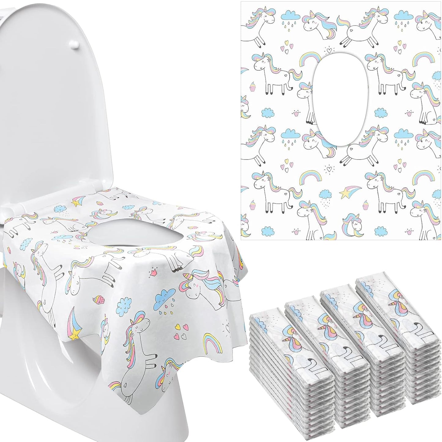 Mimorou 40 Pcs Toilet Seat Covers Disposable for Kid Toddler Extra Large Paper Potty Seat Cover