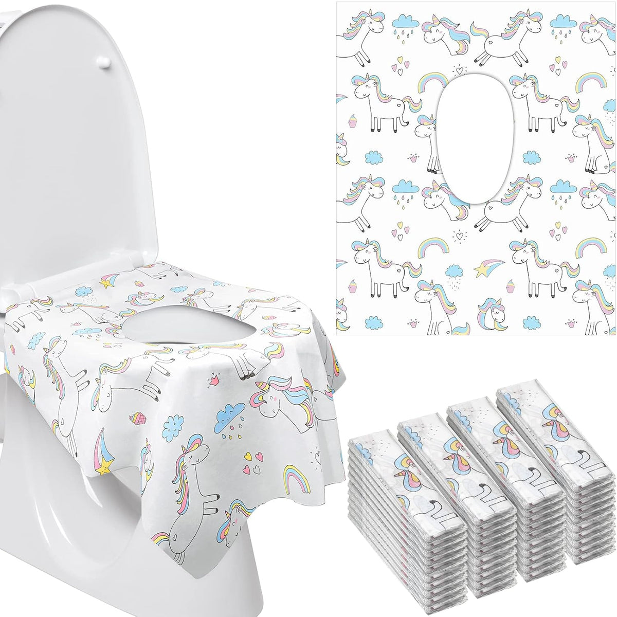 Mimorou 40 Pcs Toilet Seat Covers Disposable for Kid Toddler Extra Large Paper Potty Seat Cover