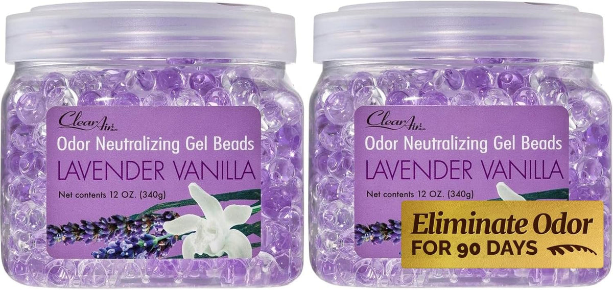 Clear Air Odor Eliminator Gel Beads - 12 oz, Pack of 2 - Air Freshener Made with Essential Oils
