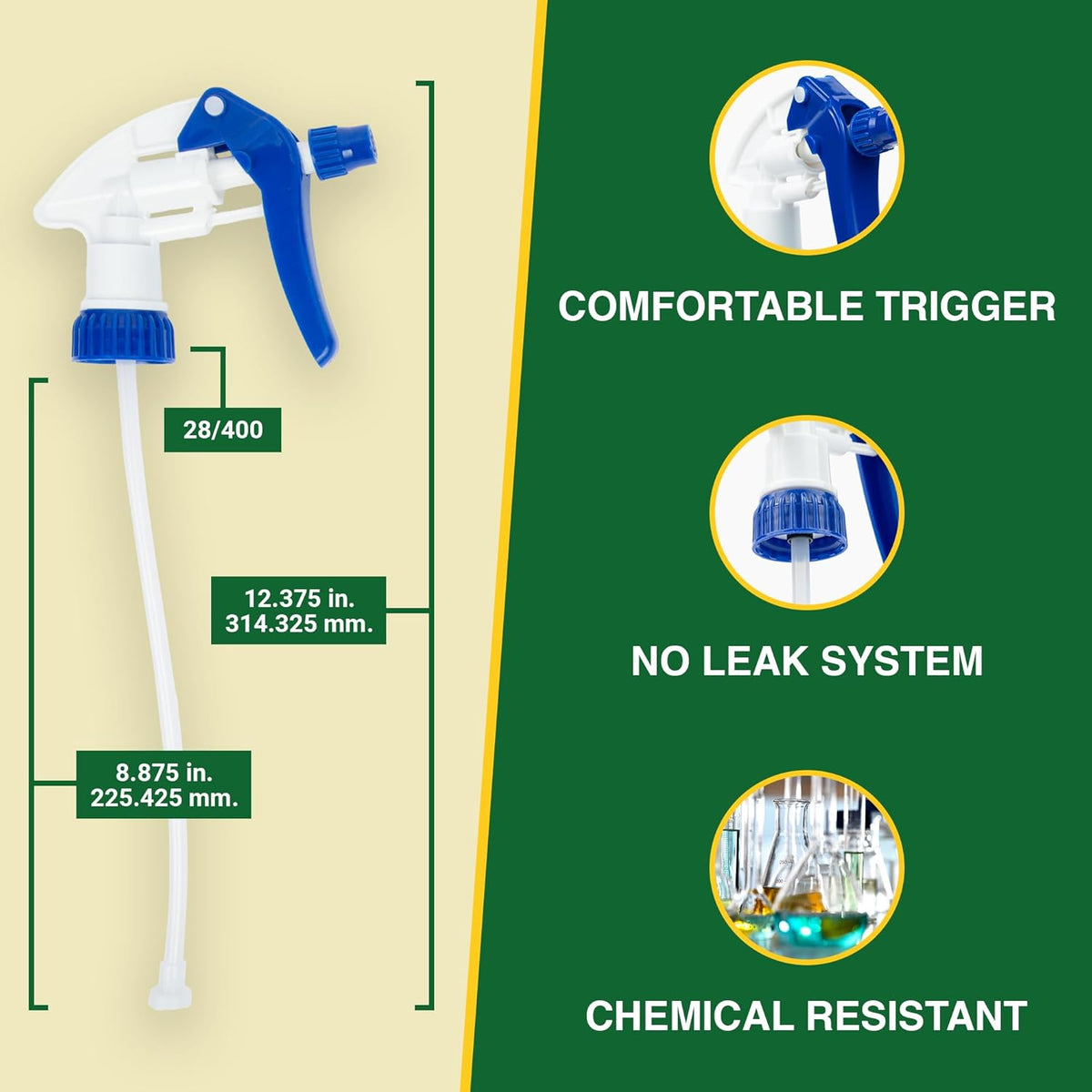 Heluva Green Spray Bottle Nozzle Replacement, Bottle Tops Only - Sprayer Nozzle Triggers for Heavy