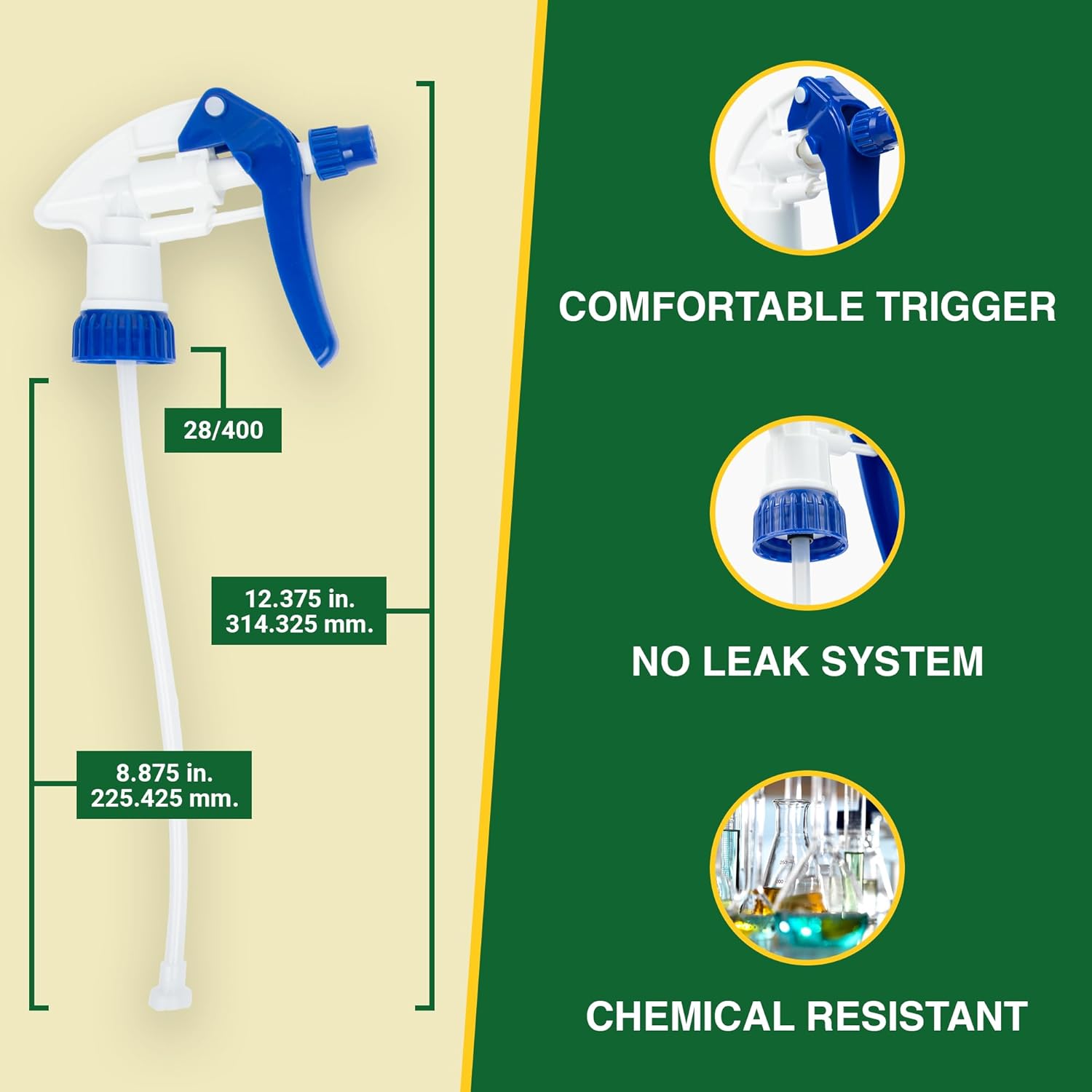 Heluva Green Spray Bottle Nozzle Replacement, Bottle Tops Only - Sprayer Nozzle Triggers for Heavy