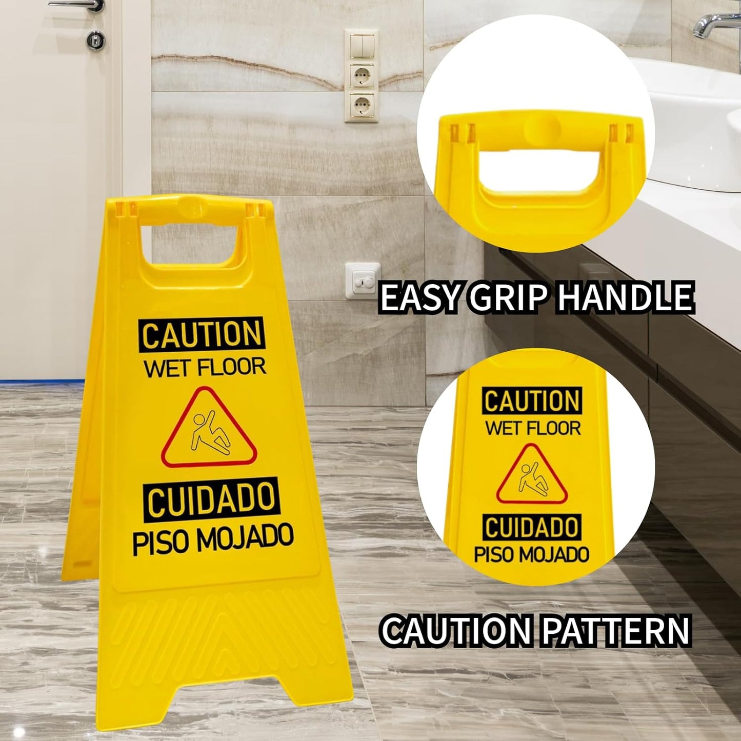 12 Pack A-Frame Caution Wet Floor Safety Signs，Foldable Double Sided Warning Boards for