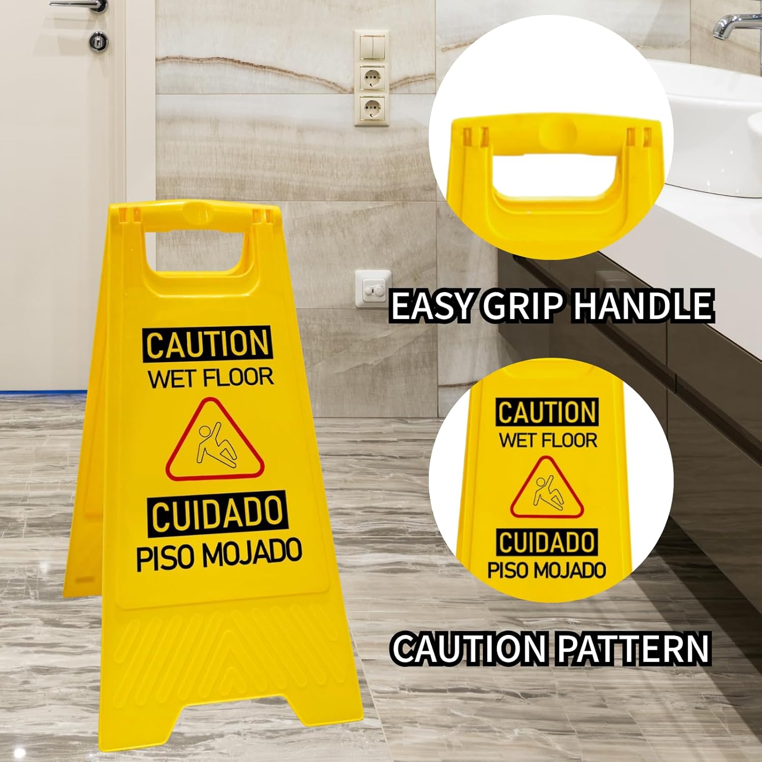 12 Pack A-Frame Caution Wet Floor Safety Signs，Foldable Double Sided Warning Boards for