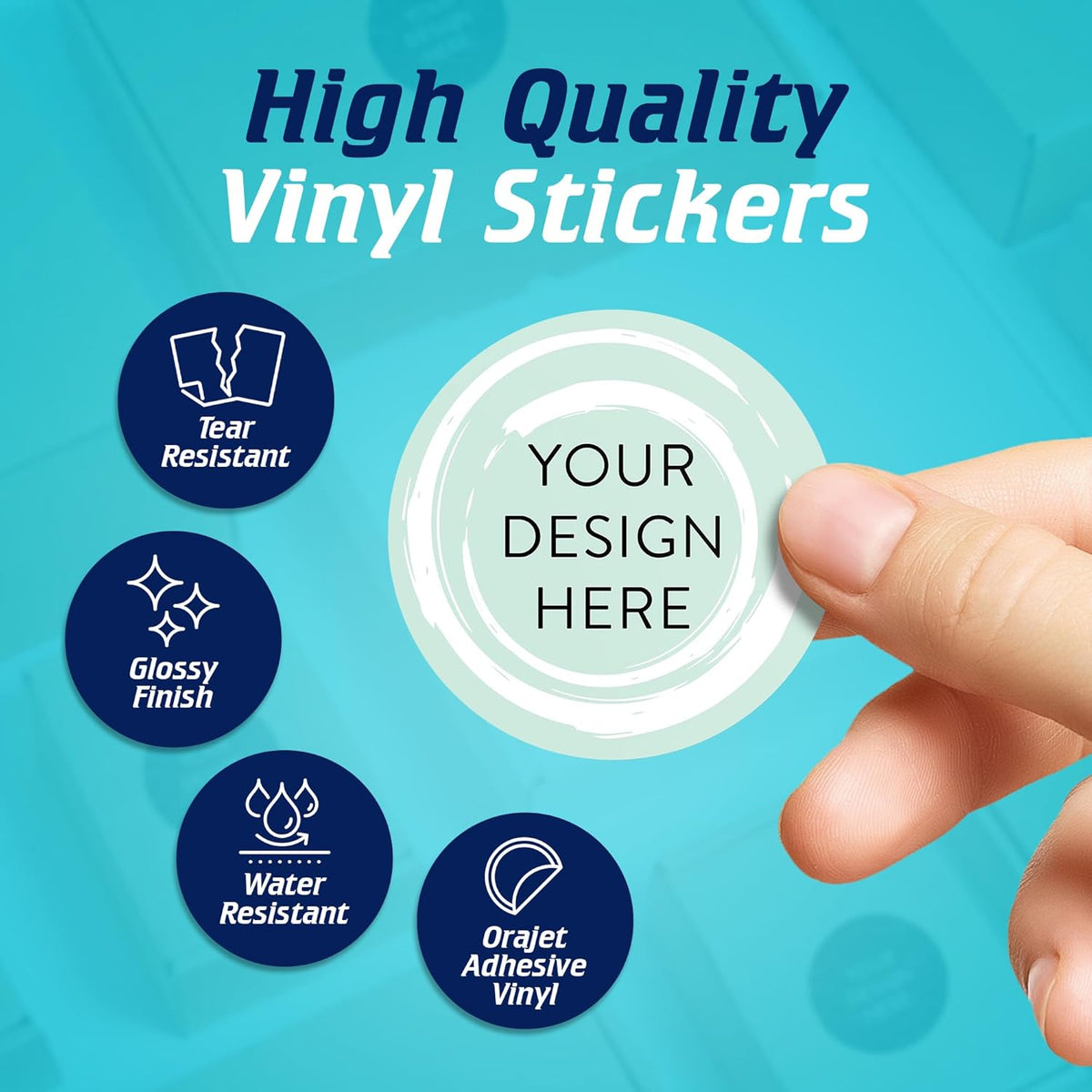 100 Custom Vinyl Stickers - Upload Your own Image, Text, Design, Logo - Personalized Logo Labels