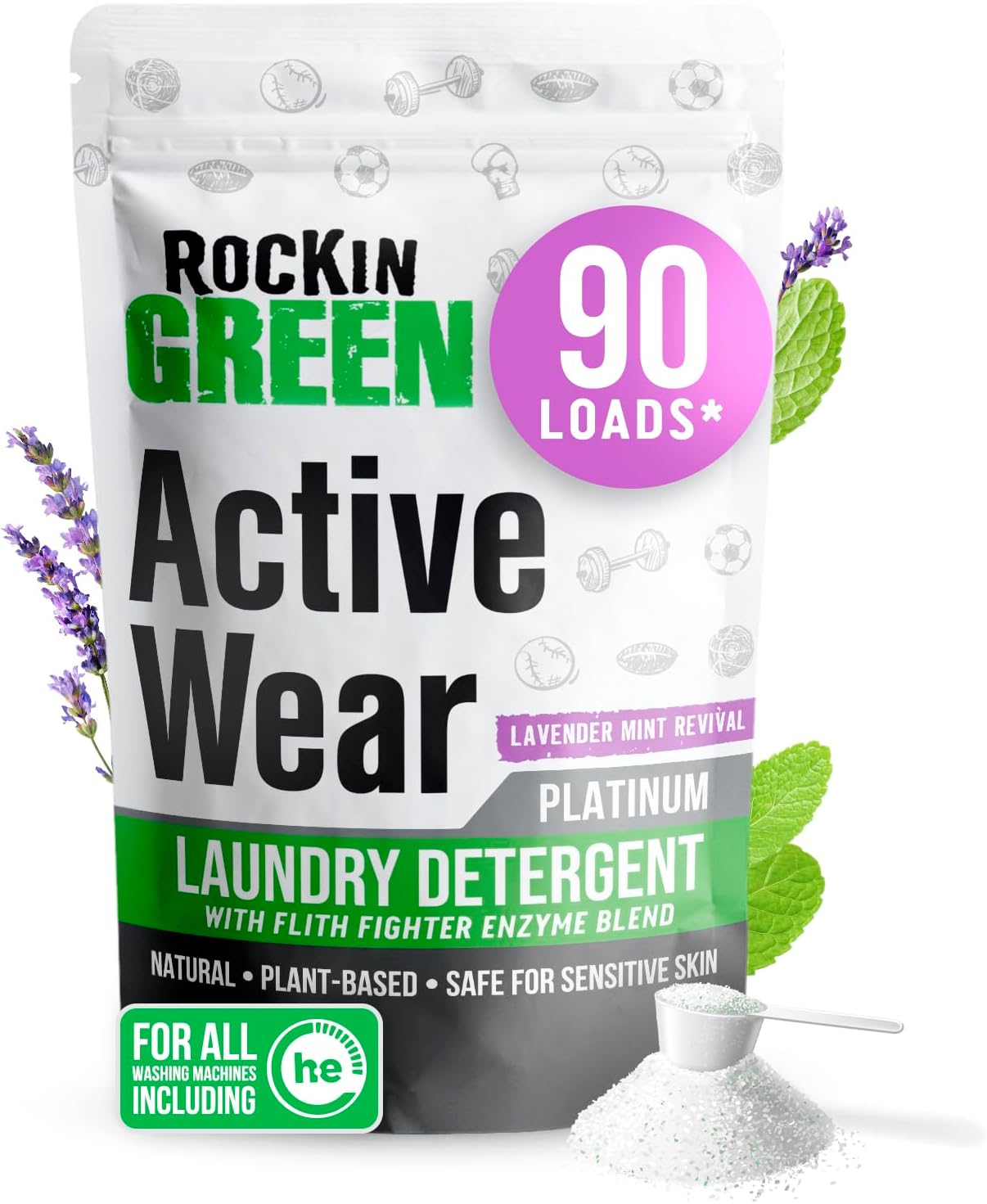 Rockin' Green Laundry Detergent, Plant based, All Natural Laundry Detergent Powder, Vegan and