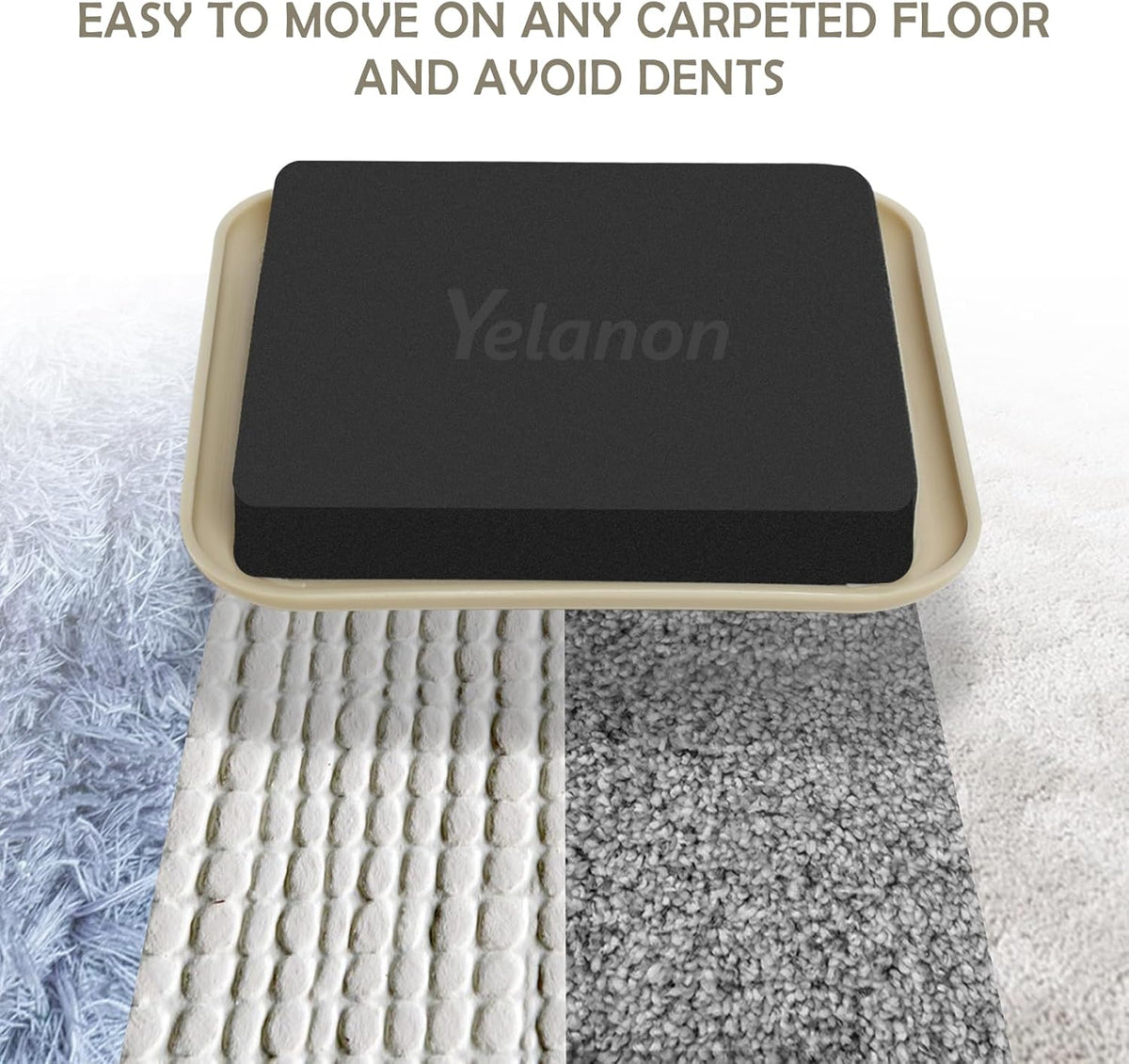 Yelanon Furniture Sliders, 20 pcs-3 1/2” Square Beige Furniture Sliders for Carpet, Furniture Pads
