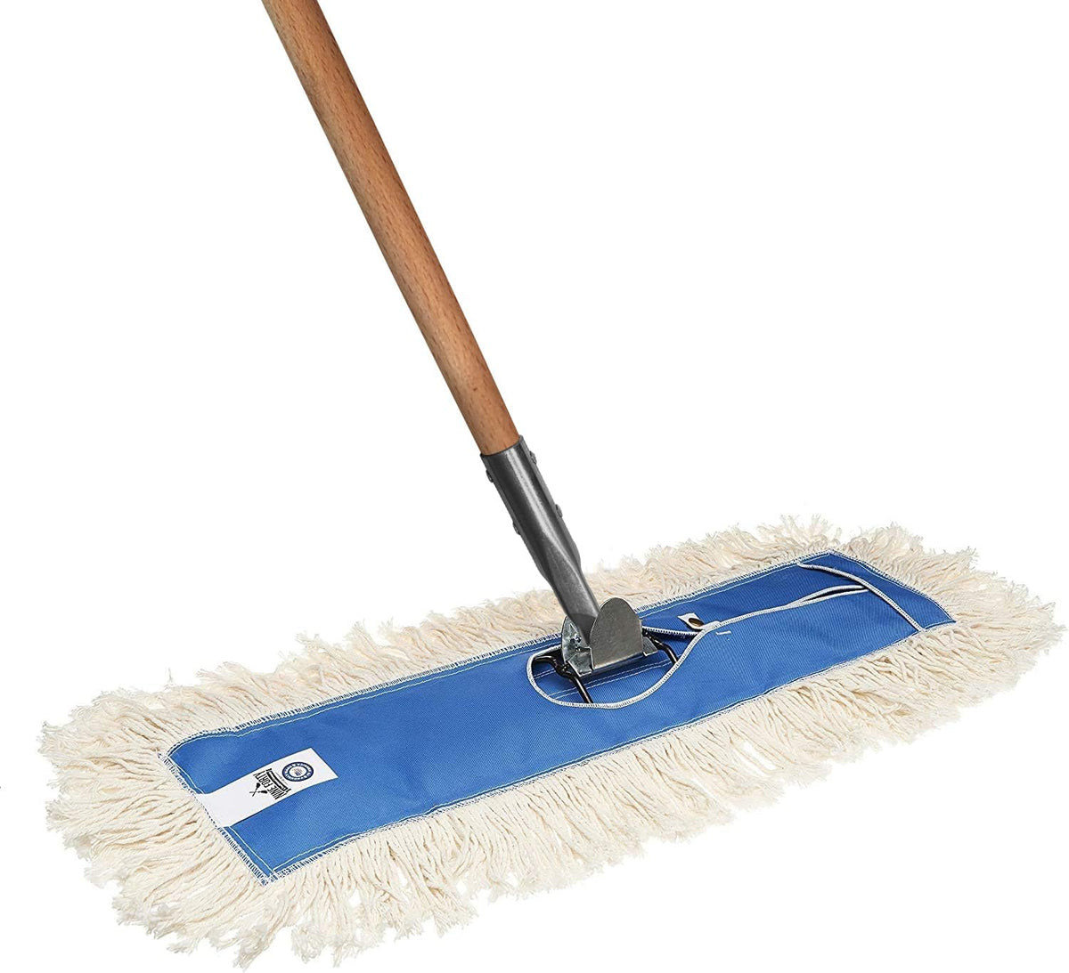Nine Forty 48" Premium Cotton Dust Mop Kit - Heavy Duty Mop Head with Wood Handle for Industrial