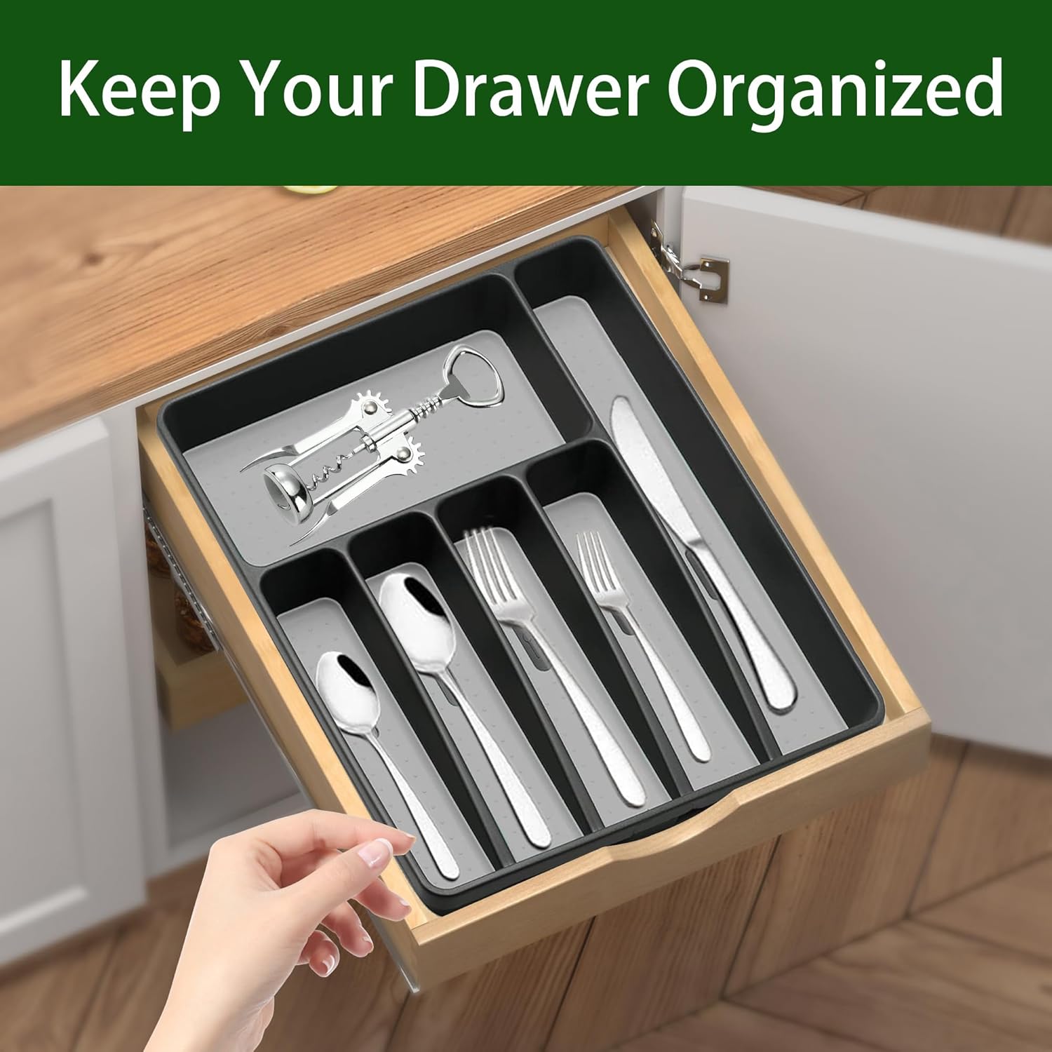 Silverware Organizer Utensil Organizer Holder Kitchen Drawer Organizer Plastic Silverware Tray for
