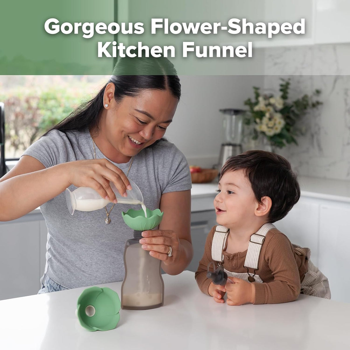 Haakaa Silicone Flower Funnel Set – Small Funnels for Filling Small Bottles, Funnels for Kitchen