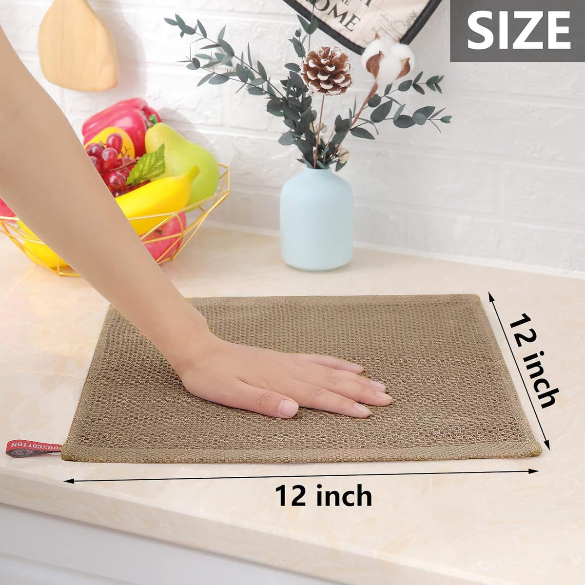 Homaxy 100% Cotton Waffle Weave Kitchen Dish Cloths, Ultra Soft Absorbent Quick Drying Dish Towels
