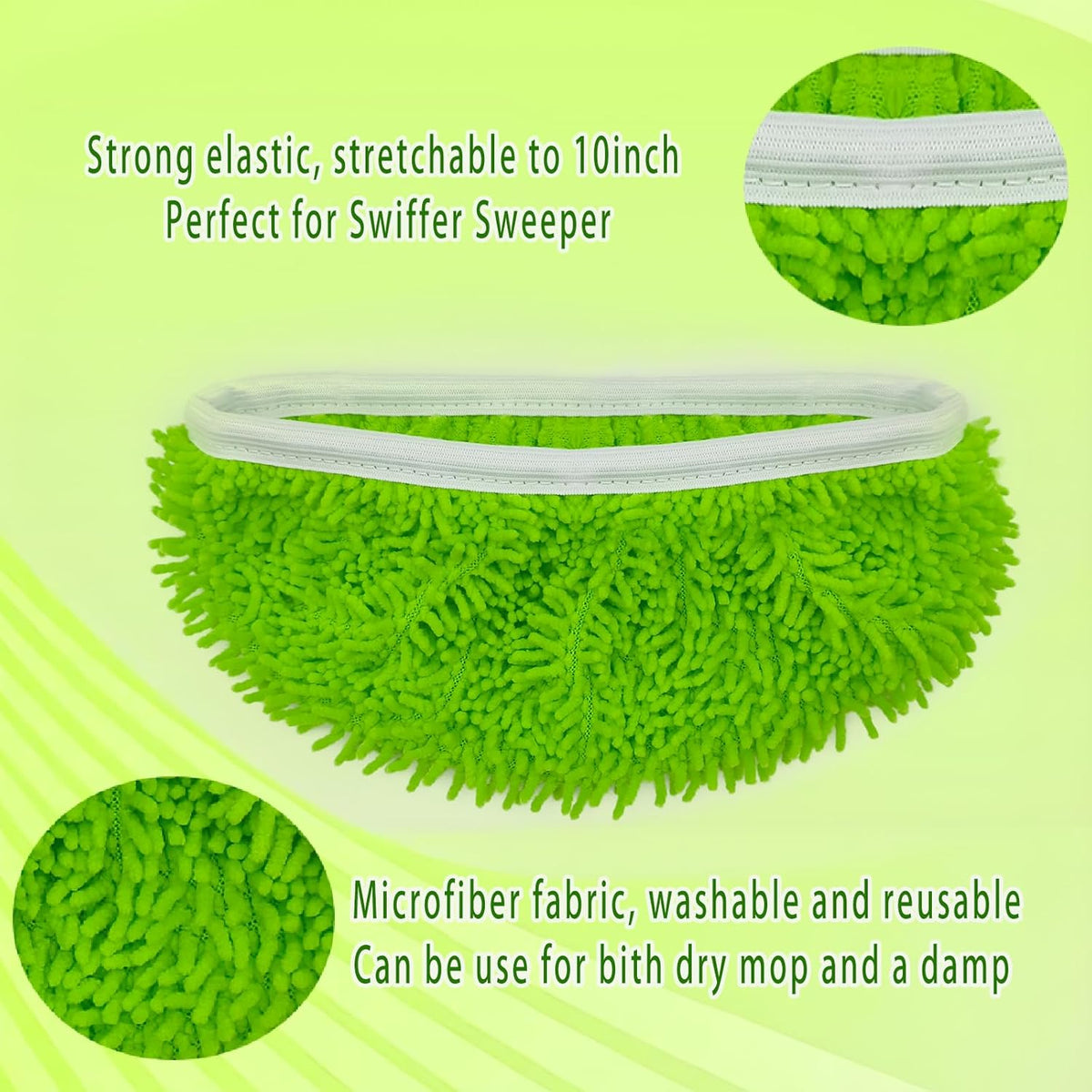Reusable Microfiber Mop Pads Washable Wet Pads Compatible with Swiffer Sweeper Refills Pads for Wet