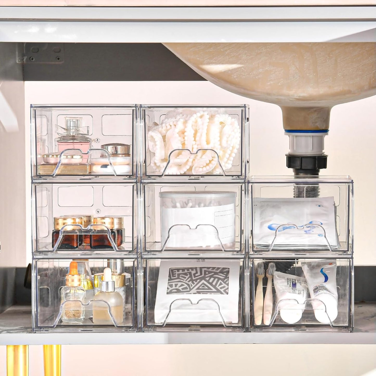 Plastic Drawers Storage, 8 Pack Clear Stackable Storage Drawers, Acrylic Storage Bins with Drawers